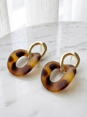 Leopard Print Dangle Earrings